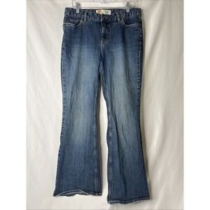 Y2K Route 66 Jeans Womens 12S Blue Flare Mid Rise Medium Faded Wash Grunge Indie